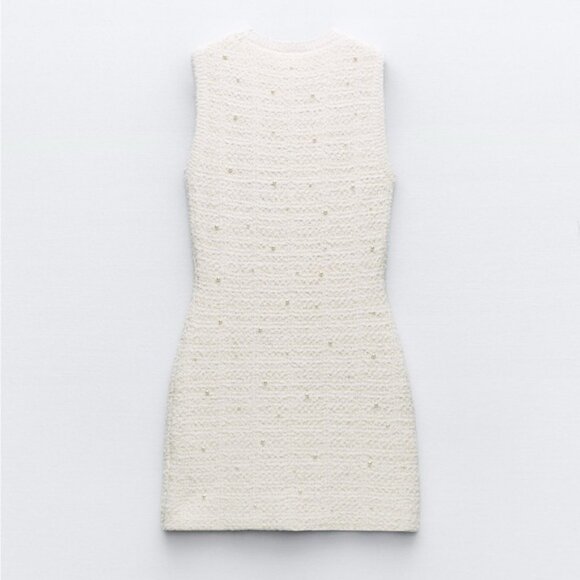 ZARA Pearl Trim Knit Mini Dress - Picture 5 of 9